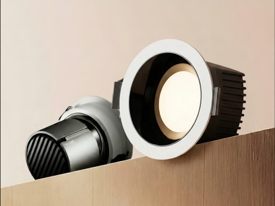 Downlight S0 con aro blanco y cuerpo disipador negro