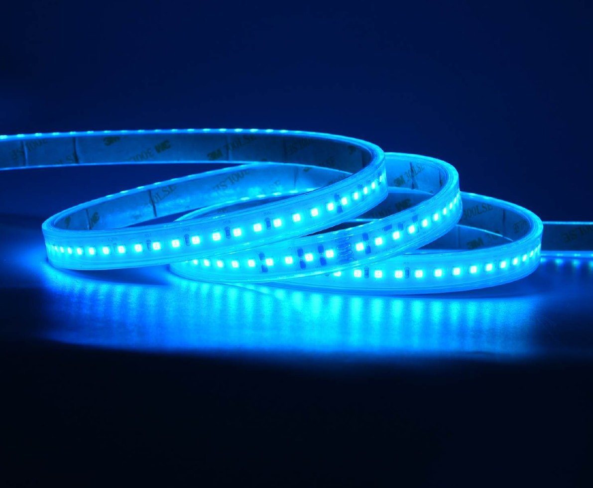230 V RGB LED strip lit blue