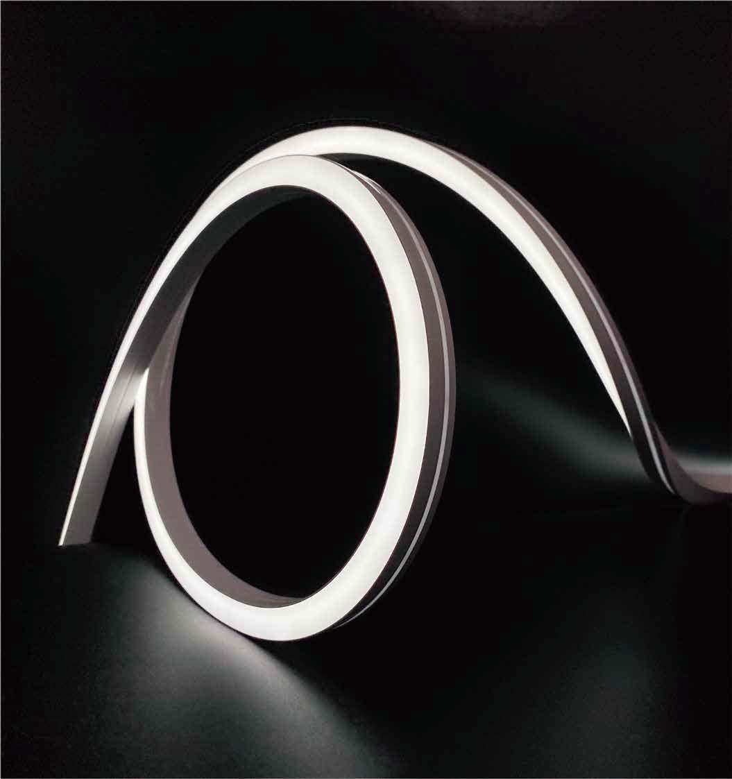 Neón LED flexible curvado formando un lazo